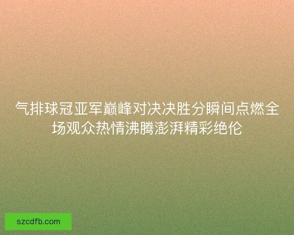 气排球冠亚军巅峰对决决胜分瞬间点燃全场观众热情沸腾澎湃精彩绝伦
