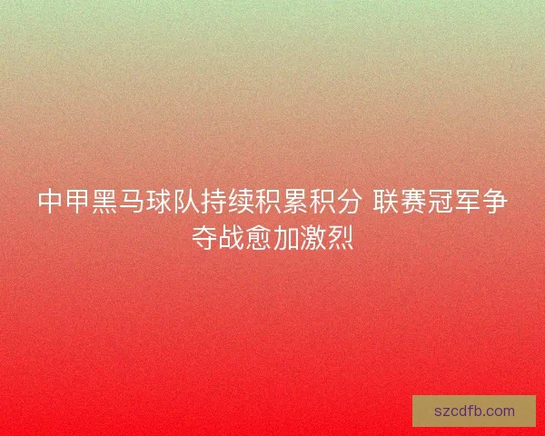 中甲黑马球队持续积累积分 联赛冠军争夺战愈加激烈 中甲黑马球队持续积累积分 联赛冠军争夺战愈加激烈