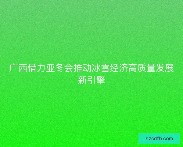 广西借力亚冬会推动冰雪经济高质量发展新引擎 广西借力亚冬会推动冰雪经济高质量发展新引擎
