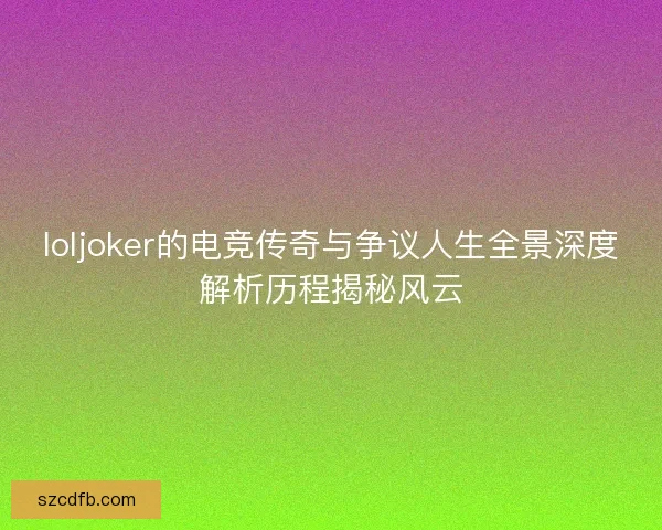 loljoker的电竞传奇与争议人生全景深度解析历程揭秘风云